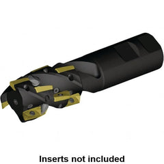 Kennametal - 40mm Cut Diam, 40.82mm Max Depth of Cut, 32mm Shank Diam, 141mm OAL, Indexable Square Shoulder Helical End Mill - E.. 14.. Inserts, Weldon Shank, 0° Lead Angle, Through Coolant, Series Mill 1-14 - Caliber Tooling