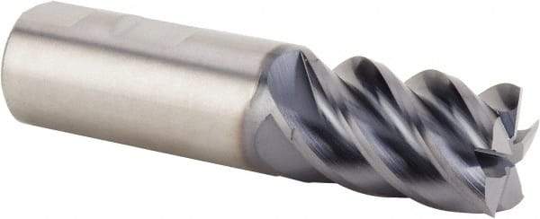 Kennametal - 3/4", 3-1/4" LOC, 3/4" Shank Diam, 5" OAL, 5 Flute, Solid Carbide Square End Mill - Single End, AlTiN Finish, Spiral Flute, 47° Helix, Centercutting, Right Hand Cut, Right Hand Flute, Series HPFSS - Caliber Tooling