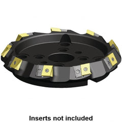 Kennametal - 125mm Cut Diam, 40mm Arbor Hole, 21.4mm Max Depth of Cut, 60° Indexable Chamfer & Angle Face Mill - 6 Inserts, LN.U 2210... Insert, Right Hand Cut, 6 Flutes, Through Coolant, Series MEGA60 - Caliber Tooling