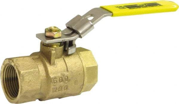 Milwaukee Valve - 1/2" Pipe, Full Port, Bronze Standard Ball Valve - 2 Piece, Threaded (NPT) Ends, Locking Lever Handle, 125 WOG, 150 WSP - Caliber Tooling