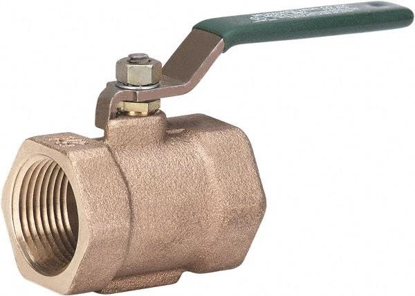 Milwaukee Valve - 3/4" Pipe, Full Port, Bronze Full Port Ball Valve - Bi-Directional, Threaded (NPT) Ends, Lever Handle, 175 WOG - Caliber Tooling