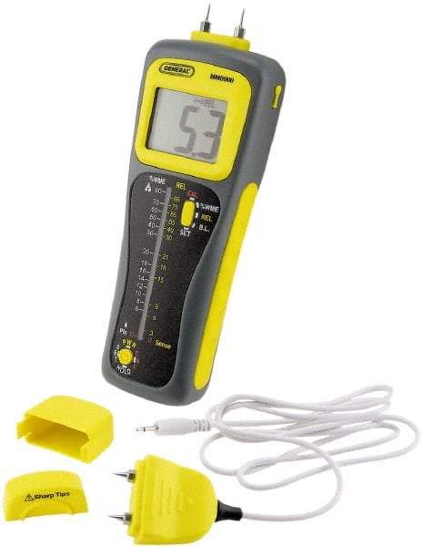 General - 32 to 122°F Operating Temp, Moisture Meter - LCD Display, Accurate to ±3% - Caliber Tooling