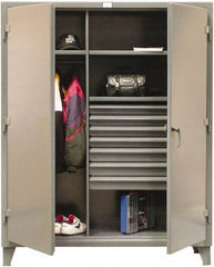 Strong Hold - 3 Shelf 7 Bin Combination Storage Cabinet - Steel, 48" Wide x 24" Deep x 78" High, Dark Gray - Caliber Tooling