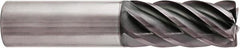 Niagara Cutter - 1", 6 Flute, Single End, Solid Carbide, 0.19" Corner Radius End Mill - 5" OAL, 38° Helix, Right Hand Flute, 2" LOC, Right Hand Cut - Caliber Tooling