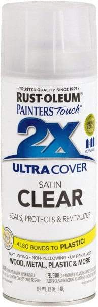 Rust-Oleum - Clear, Satin, Enamel Spray Paint - 8 Sq Ft per Can, 12 oz Container, Use on Multipurpose - Caliber Tooling