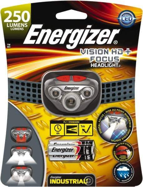 Energizer - White, Red LED Bulb, 300 Lumens, Hands-free Flashlight - Gray Plastic Body, 3 AAA Alkaline Batteries Included - Caliber Tooling