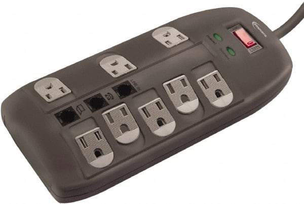 innovera - 8 Outlets, 120 Volts, 15 Amps, 6' Cord, Surge Power Outlet Strip - Floor Mount, 5-15R NEMA Configuration - Caliber Tooling