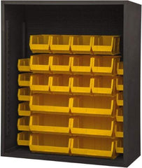 Durham - 30 Bin Enclosed Shelving - 48 Inch Overall Width x 24 Inch Overall Depth x 48 Inch Overall Height, Yellow Polyethylene Bins - Caliber Tooling