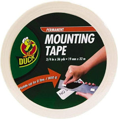 Duck - 3/4" x 36 Yd Acrylic Adhesive Double Sided Tape - 2.6 mil Thick, White, Vinyl Foam Liner, Series DUC - Caliber Tooling