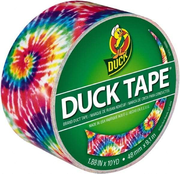 Duck - 1-7/8" x 10 Yds Tie Dye Duct Tape - 9 mil, Rubber Adhesive, Vinyl Backing, 22 Lb/ln Tensile Strength, Series DUC - Caliber Tooling