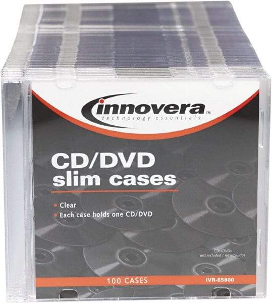 innovera - 1 Compartment, 4-7/8 Inch Wide x 1/4 Inch Deep x 5-5/8 Inch High, CD/DVD Storage Case - Polystyrene, Clear - Caliber Tooling