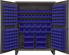 Durham - 198 Bin Storage Cabinet - Steel, 60" Wide x 24" Deep x 78" High, Blue - Caliber Tooling