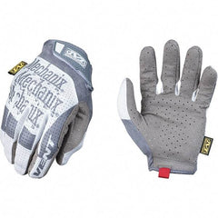 Mechanix Wear - Size XL Work Gloves - For Mechanic's & Lifting, Uncoated, Hook & Loop Cuff, Full Fingered, Gray/White, Paired - Caliber Tooling