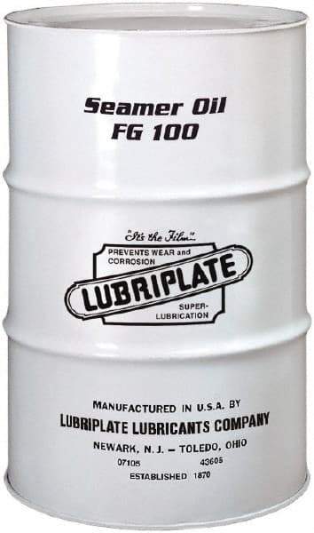 Lubriplate - 55 Gal Drum Mineral Seamer Oil - SAE 30, ISO 100, 109 cSt at 40°C & 12 cSt at 100°C, Food Grade - Caliber Tooling