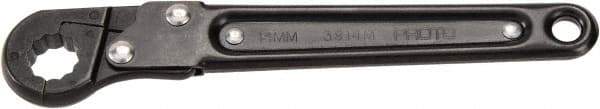 Proto - 18mm, Black Finish, Ratcheting Flare Nut Wrench - 12 Points, 7-1/4" OAL, Steel, Single End Head - Caliber Tooling