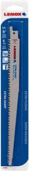 Lenox - 9" Long x 3/4" Thick, Bi-Metal Reciprocating Saw Blade - Straight Profile, 6 TPI, Toothed Edge - Caliber Tooling