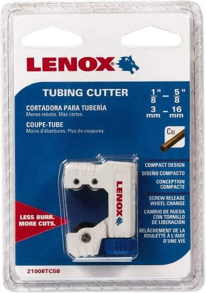 Lenox - 1/8" to 5/8" Pipe Capacity, Tube Cutter - Cuts Copper - Caliber Tooling