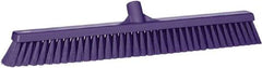 Vikan - 24" Fine Particle Synthetic Push Broom - 2" Bristle Length, Plastic Block, European Threaded Handle Connection - Caliber Tooling