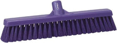 Vikan - 16" Fine Particle Synthetic Push Broom - 2" Bristle Length, Plastic Block, European Threaded Handle Connection - Caliber Tooling