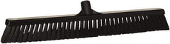 Vikan - 24" Fine Particle Synthetic Push Broom - 4" Bristle Length, Plastic Block, European Threaded Handle Connection - Caliber Tooling