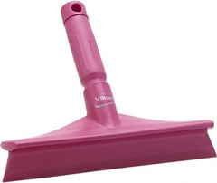 Vikan - 9.84" Rubber Blade Bench Squeegee - Single Edge, Pink, Plastic Holder - Caliber Tooling