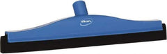 Vikan - 16" Foam Rubber Blade Bench Squeegee - Double Edge, Blue, Plastic Holder - Caliber Tooling