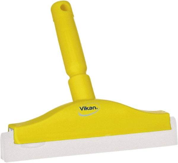 Vikan - 10" Foam Rubber Blade Bench Squeegee - Double Edge, Yellow, Plastic Holder - Caliber Tooling