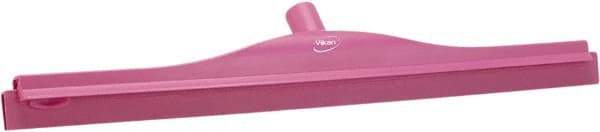 Vikan - 24" Rubber Blade Floor Squeegee - Double Edge, Pink, Plastic Holder - Caliber Tooling