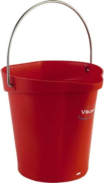 Vikan - 1-1/2 Gal, Polypropylene Round Red Single Pail with Pour Spout - Handle Included - Caliber Tooling