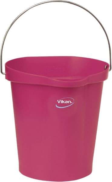 Vikan - 3 Gal, Polypropylene Round Pink Single Pail with Pour Spout - Handle Included - Caliber Tooling