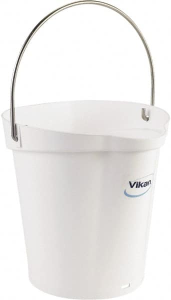 Vikan - 1-1/2 Gal, Polypropylene Round White Single Pail with Pour Spout - Handle Included - Caliber Tooling