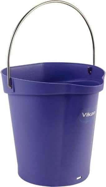 Vikan - 1-1/2 Gal, Polypropylene Round Purple Single Pail with Pour Spout - Handle Included - Caliber Tooling