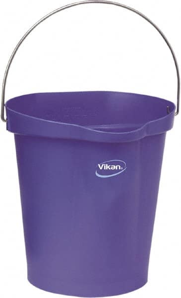 Vikan - 3 Gal, Polypropylene Round Purple Single Pail with Pour Spout - Handle Included - Caliber Tooling