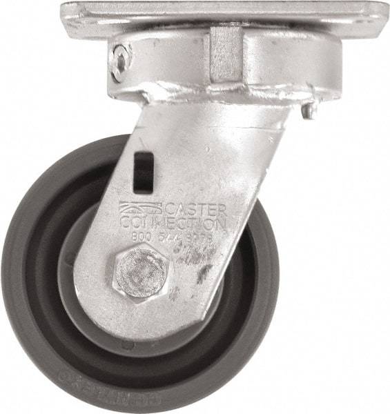 Caster Connection - 4" Diam x 2" Wide x 5-5/8" OAH Top Plate Mount Swivel Caster - High Grade Nylon, 1,000 Lb Capacity, Sealed Precision Ball Bearing, 4 x 4-1/2" Plate - Caliber Tooling