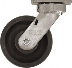 Caster Connection - 6" Diam x 2" Wide x 7-1/2" OAH Top Plate Mount Swivel Caster - High Grade Nylon, 1,500 Lb Capacity, Sealed Precision Ball Bearing, 4 x 4-1/2" Plate - Caliber Tooling