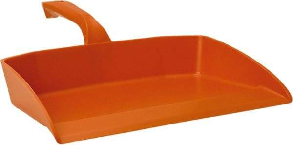 Vikan - 12-1/2" Wide Handheld Dustpan - Plastic Body, 4-1/2" Handle, Orange - Caliber Tooling