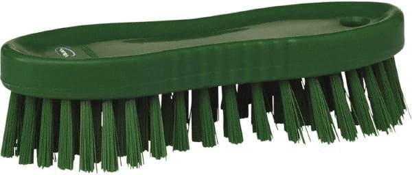 Vikan - 1" Bristle Length, Polyester Scrub Brush - 6-1/4" Long x 7" Wide Head, 7" OAL, Green, Polypropylene Block - Caliber Tooling