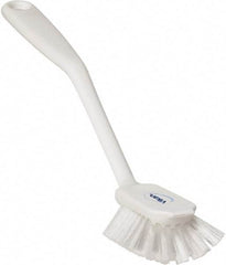 Vikan - 1" Bristle Length, Polyester Food Service Brush - 2-11/16" Long x 1" Wide Head, 10-1/2" OAL, White, Polypropylene Block - Caliber Tooling