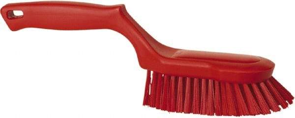 Vikan - 1-1/2" Bristle Length, Polyester Scrub Brush - 5-5/8" Long x 5" Wide Head, 13-1/2" OAL, Red, Polypropylene Block - Caliber Tooling