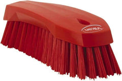 Vikan - 1.3" Bristle Length, Polyester Utility Scrub Brush - 7" Long x 3" Wide Head, 8" OAL, Red, Polypropylene Block - Caliber Tooling