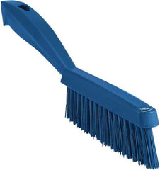 Vikan - 1.3" Bristle Length, Polyester Scrub Brush - 5-7/8" Long x 0.8" Wide Head, 11.2" OAL, Blue, Polypropylene Block - Caliber Tooling