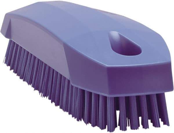 Vikan - 0.7" Bristle Length, Polyester Scrub Brush - 1-1/2" Wide Head, 4-1/2" OAL, Purple, Polypropylene Block - Caliber Tooling