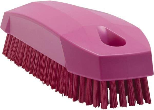 Vikan - 0.7" Bristle Length, Polyester Scrub Brush - 1-1/2" Wide Head, 4-1/2" OAL, Pink, Polypropylene Block - Caliber Tooling