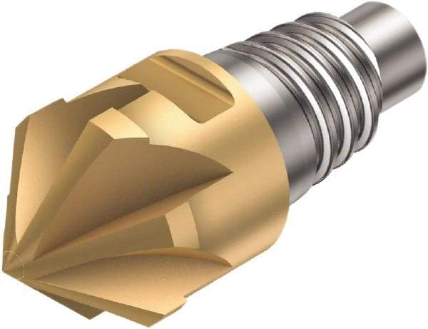 Sandvik Coromant - 316-CM Grade 1030 Carbide Chamfer Milling Tip Insert - TiAlN/TiN Finish, 8 Flutes, 16mm Cutting Diam, 6.5mm Depth of Cut, 18.7mm Extension, 0° Helix - Caliber Tooling