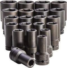 Proto - 21 Piece 1" Drive Deep Impact Socket Set - 6 Points, 3/4 to 2", Inch Measurement Standard - Caliber Tooling