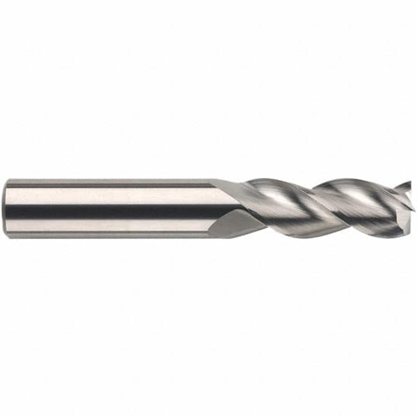 SGS - 20mm, 80mm LOC, 20mm Shank Diam, 150mm OAL, 3 Flute, Solid Carbide Square End Mill - Single End, TiB2 Finish, Spiral Flute, 38° Helix, Centercutting, Right Hand Cut, Right Hand Flute, Series 43MS - Caliber Tooling