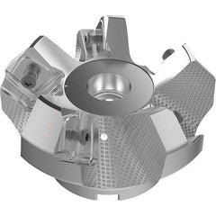 Seco - 3.15" Cut Diam, 1" Arbor Hole, 9mm Max Depth of Cut, 48° Indexable Chamfer & Angle Face Mill - 5 Inserts, Right Hand Cut, 5 Flutes, Through Coolant, Series R220.54 - Caliber Tooling