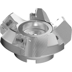 Seco - 100mm Cut Diam, 32mm Arbor Hole, 9mm Max Depth of Cut, 48° Indexable Chamfer & Angle Face Mill - 5 Inserts, 63 Insert, Right Hand Cut, 5 Flutes, Through Coolant, Series R220.54 - Caliber Tooling