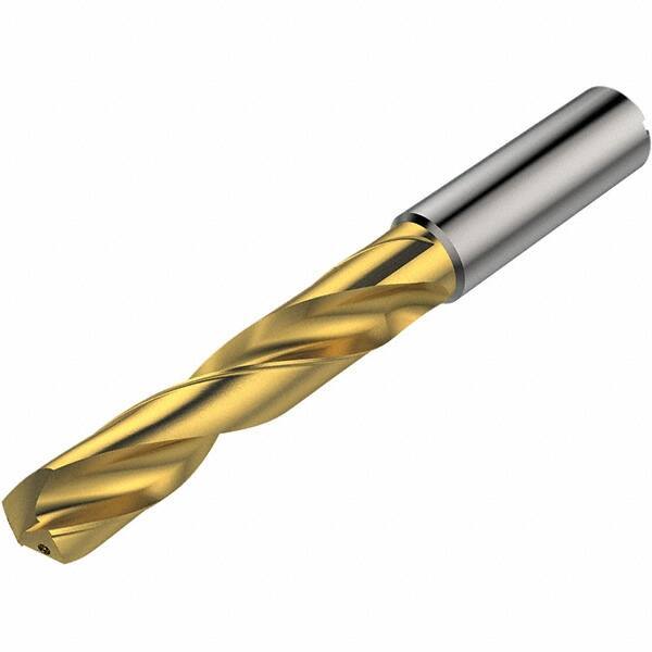 Seco - 5.6mm 140° Solid Carbide Jobber Drill - TiAlN/TiN Finish, Right Hand Cut, Spiral Flute, Round Shank, 82mm OAL - Caliber Tooling