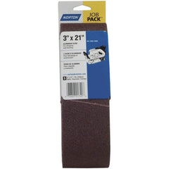 Norton - 3" Wide x 21" OAL, 220 Grit, Aluminum Oxide Abrasive Belt - Caliber Tooling